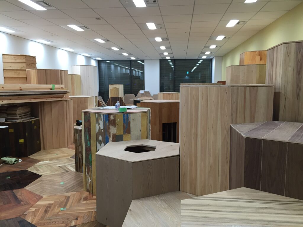 名古屋市名駅「大名古屋ビルヂング内」ショールーム店舗　ムクプラス　現場