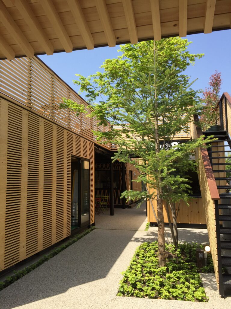 愛知県犬山市「犬山 森のマルシェ」商業建築　コンテナ+鉄骨造　撮影