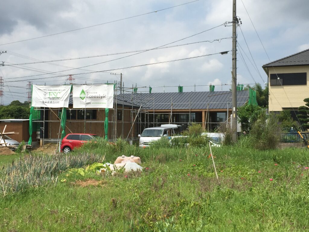 三重県桑名市「七和の家」　平屋　国産材　フォレスタイル　現場