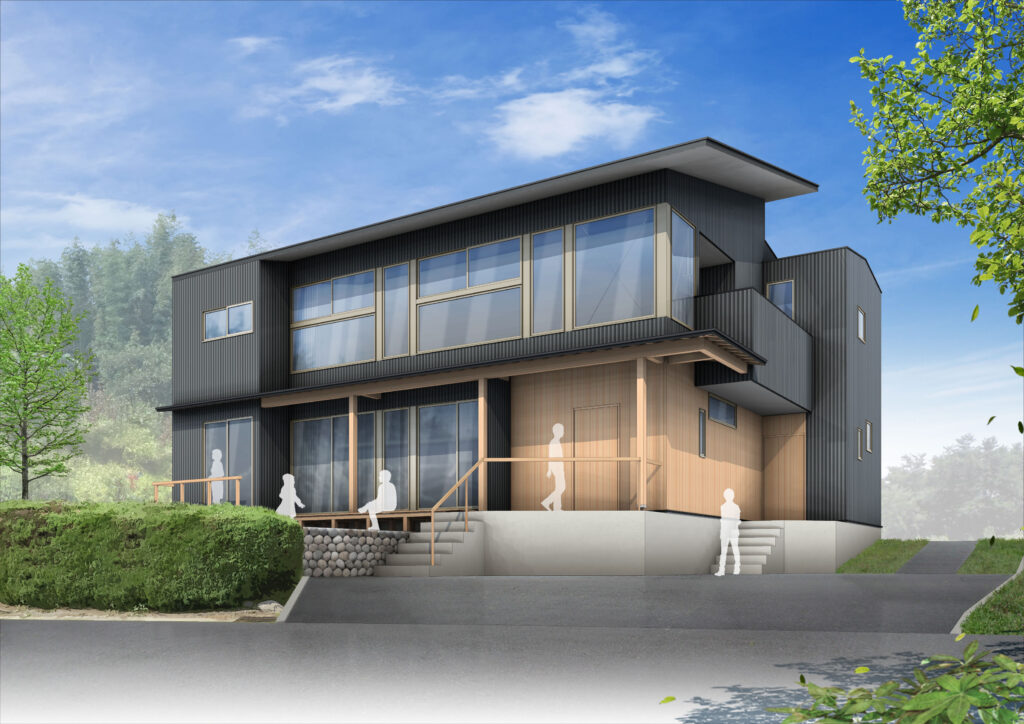 愛知県東海市「大田の家」木造2階建　2世帯住宅　外観パース