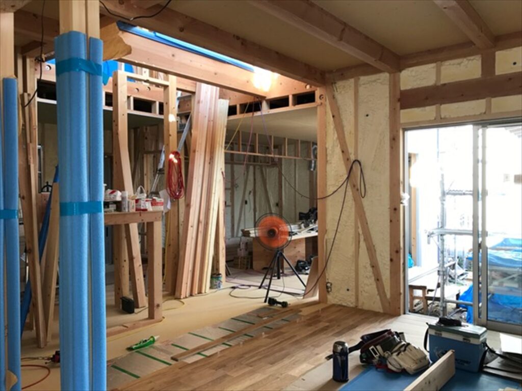 岐阜県岐南町　「徳田の家」　木の家　現場