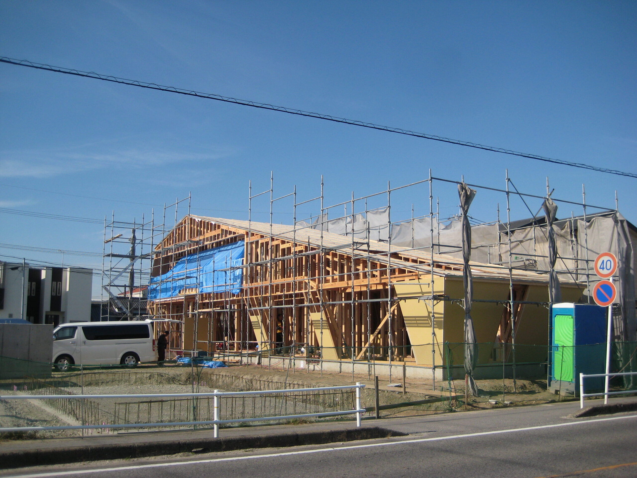 愛知県西尾市「白珪の家」木造+鉄骨造 上棟