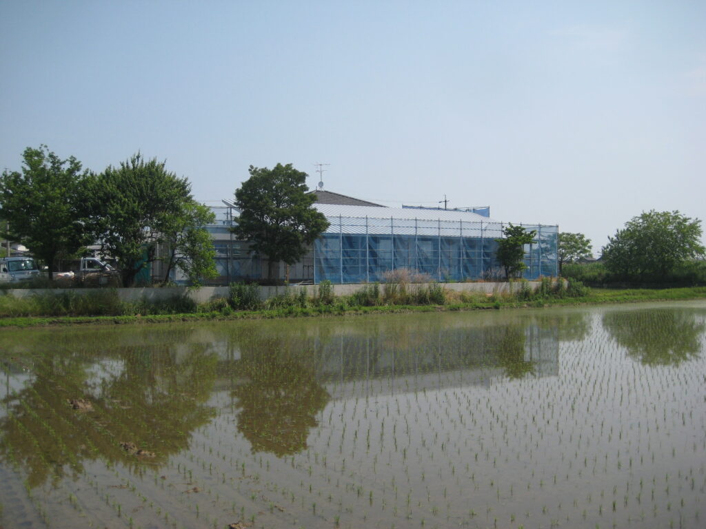 愛知県一宮市東加賀野井「川原の家」木造住宅　平屋建　ガレージハウス　現場