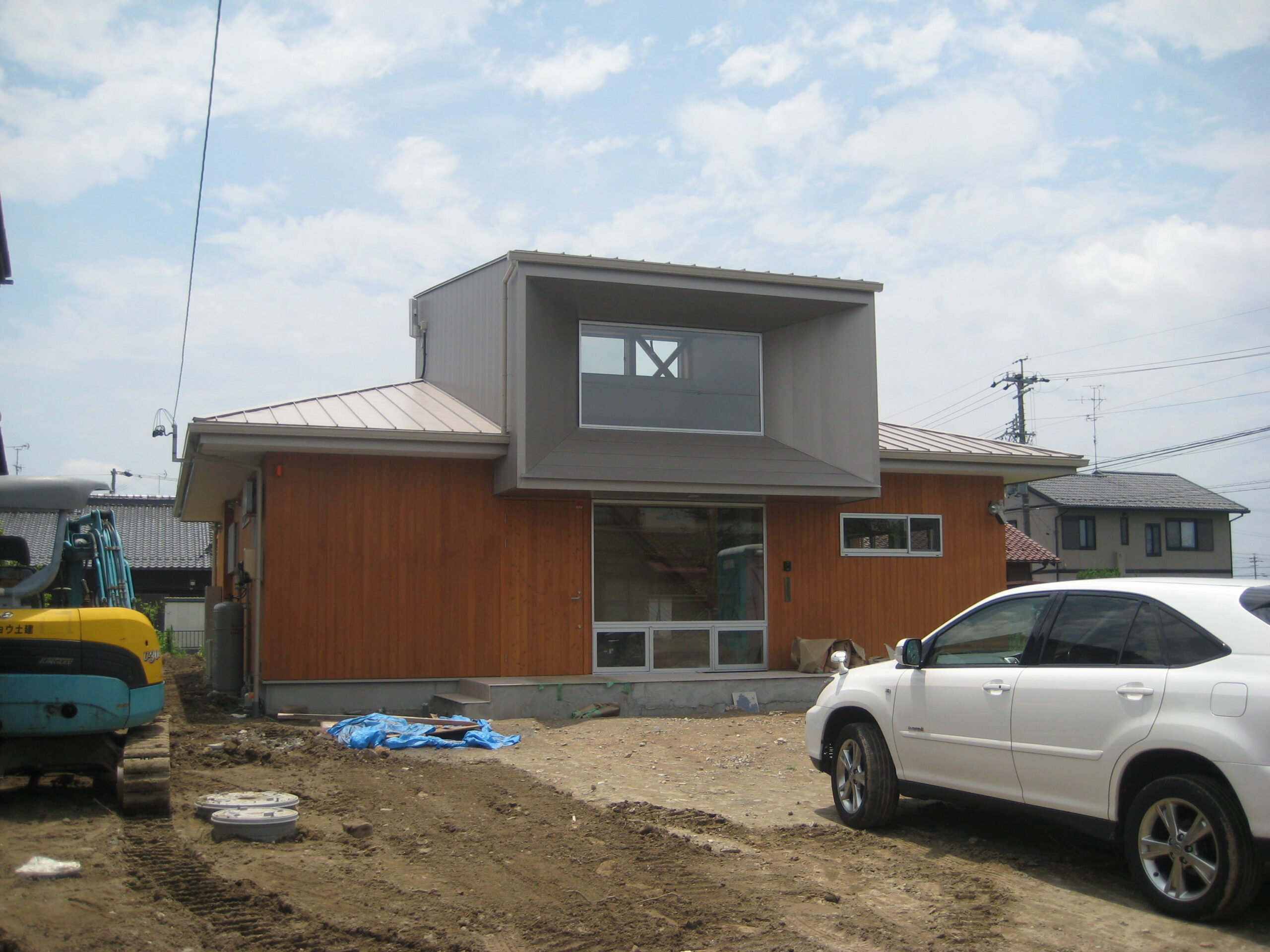 岐阜県羽島市「回光の家」木造住宅　平屋建て　外構工事中