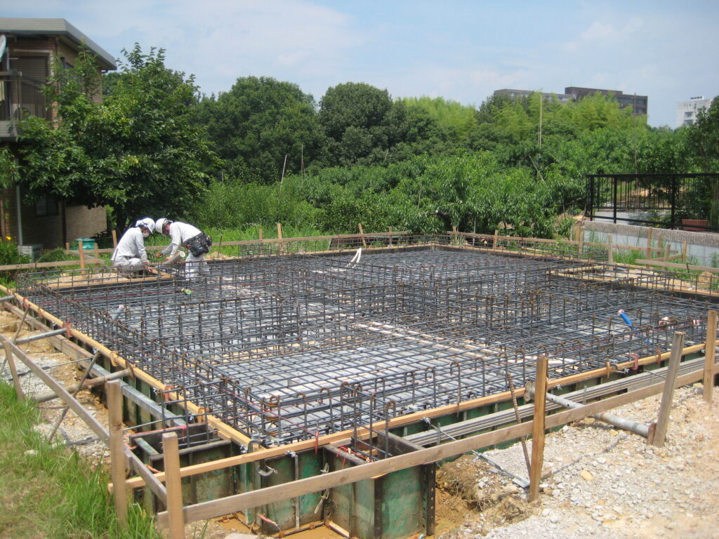 愛知県犬山市「つつじヶ丘の家」木造住宅2階建　2世帯+ヨガ教室　配筋検査