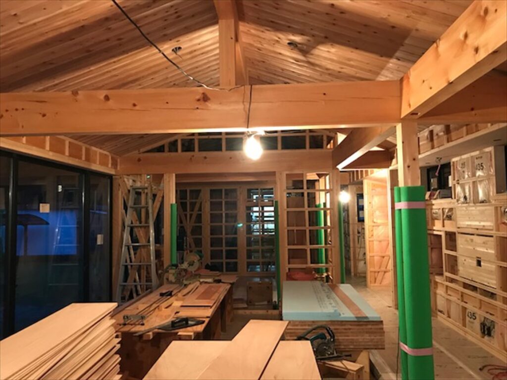 岐阜県可児市　「御嵩の家」　平屋　木の家　現場