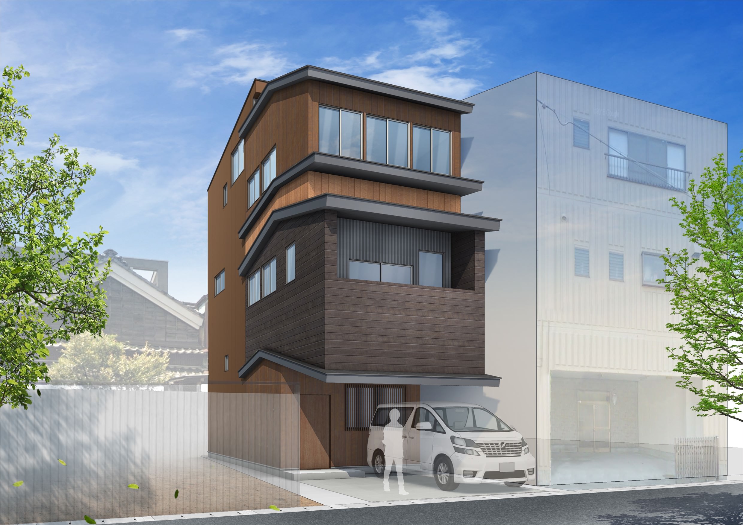 岐阜県岐阜市「東材木の家」鉄骨３階建　スキップフロア　狭小敷地　工事が開始します